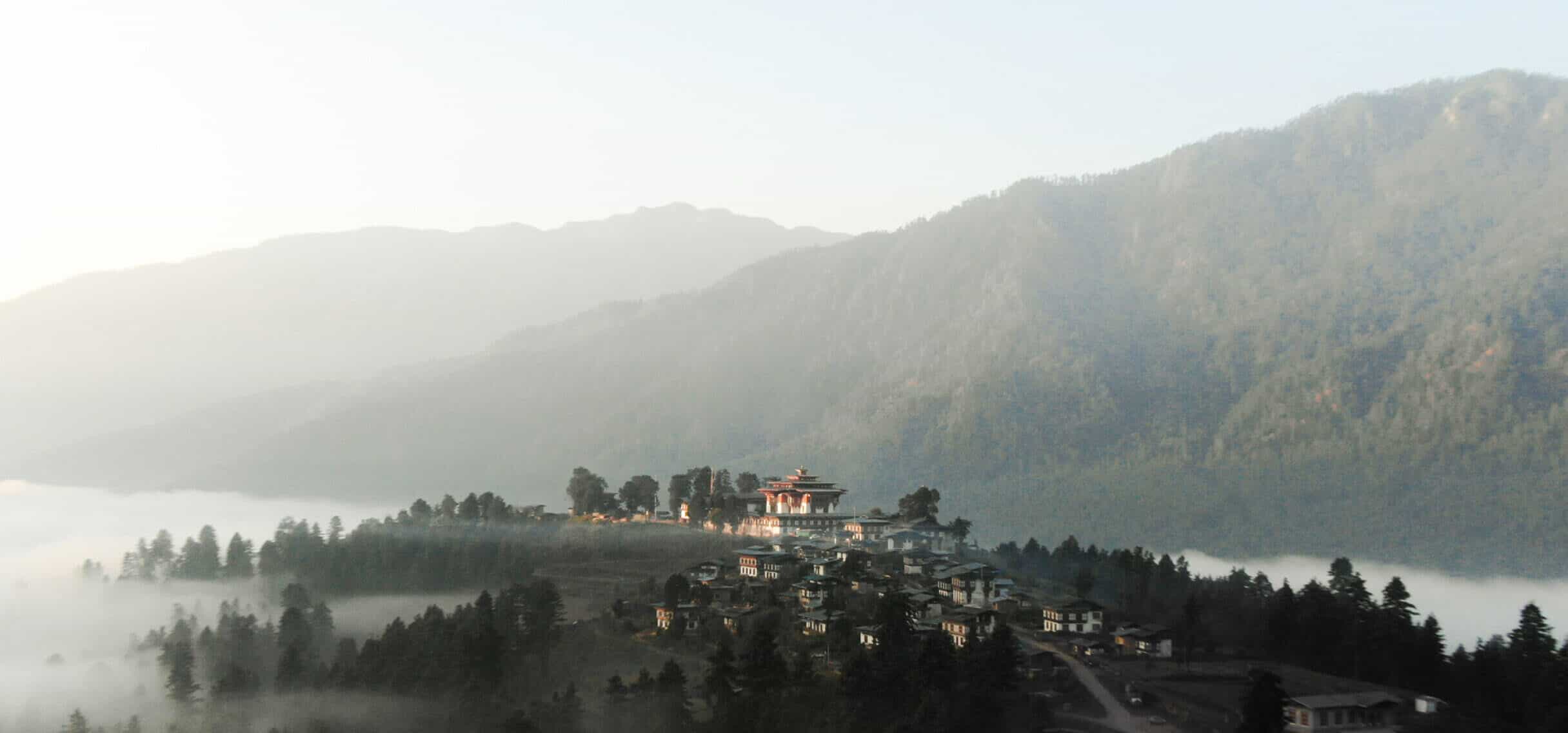 Gangtey Village View From Above the Clouds